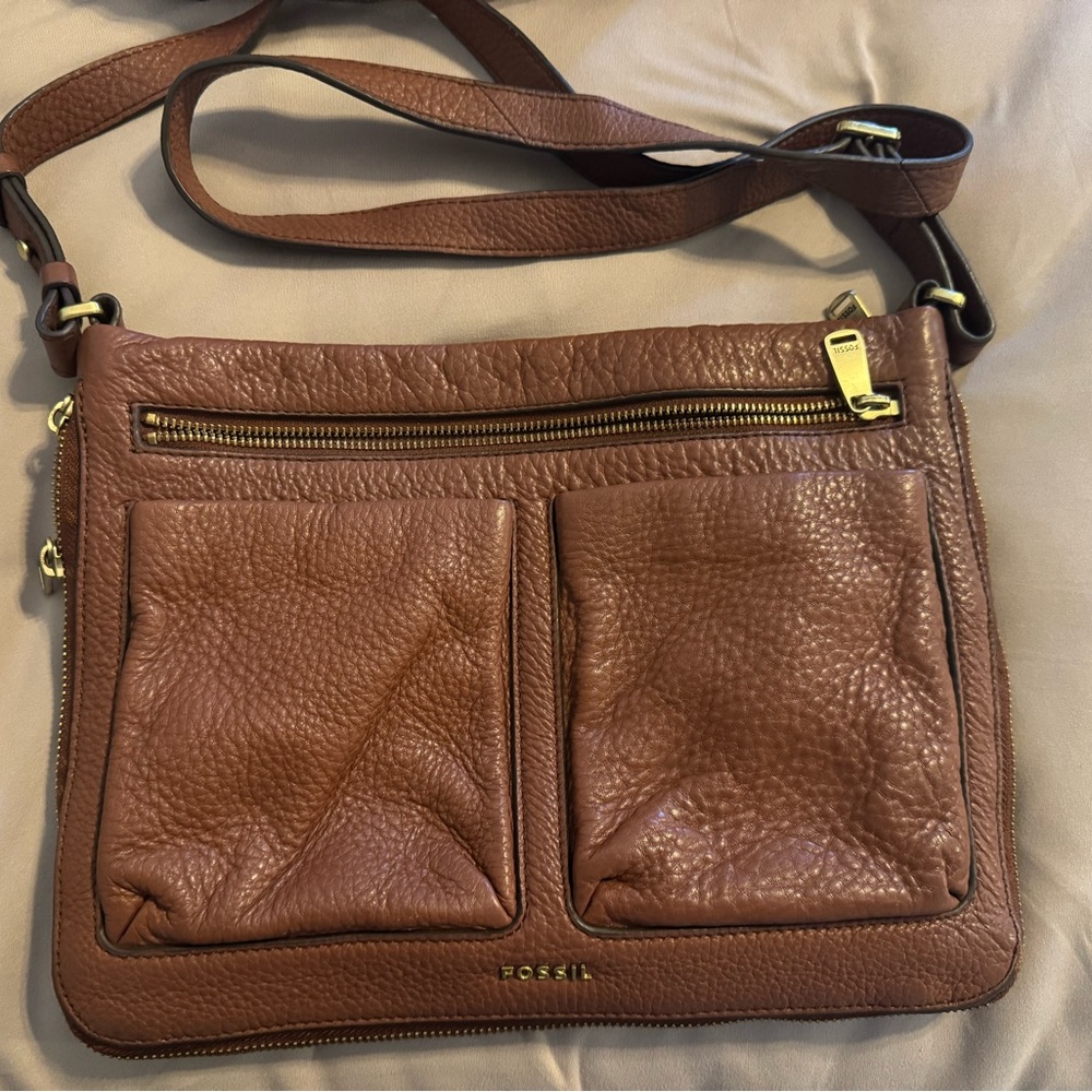 Fossil Brown Leather Crossbody Bag